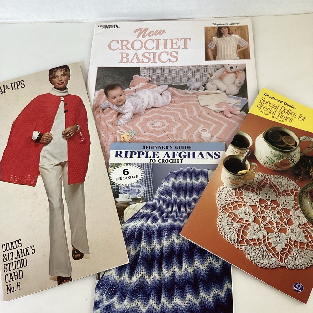 Booklets Patterns Crochet Softcover Afghans Wraps Sweaters Babies Doilies